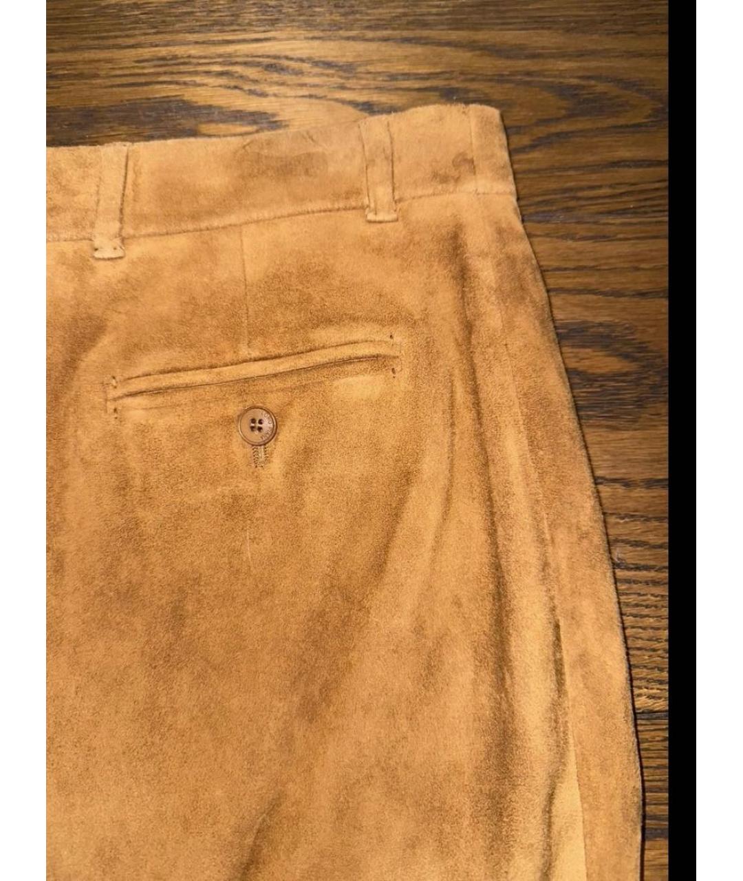 LORO PIANA Горчичная замшевая юбка мини, фото 4