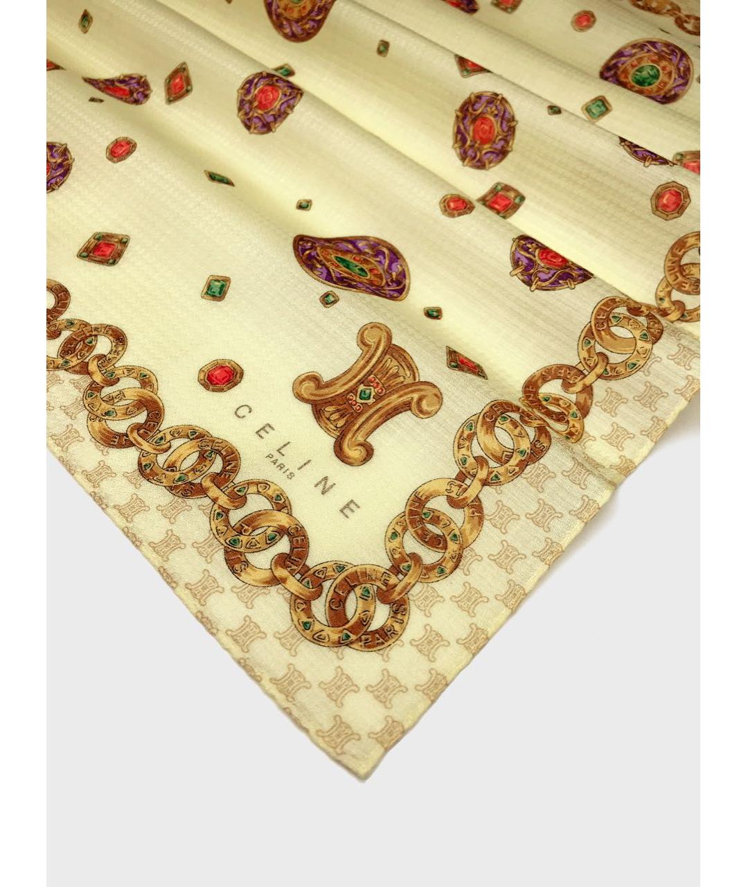 CELINE Бежевый хлопковый платок, фото 3