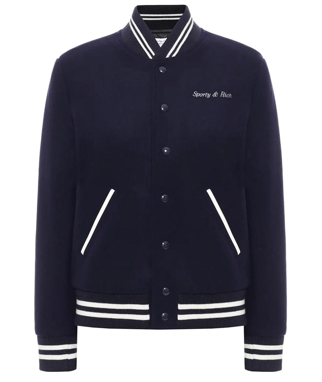 SPORTY AND RICH Темно-синяя шерстяная куртка, фото 1