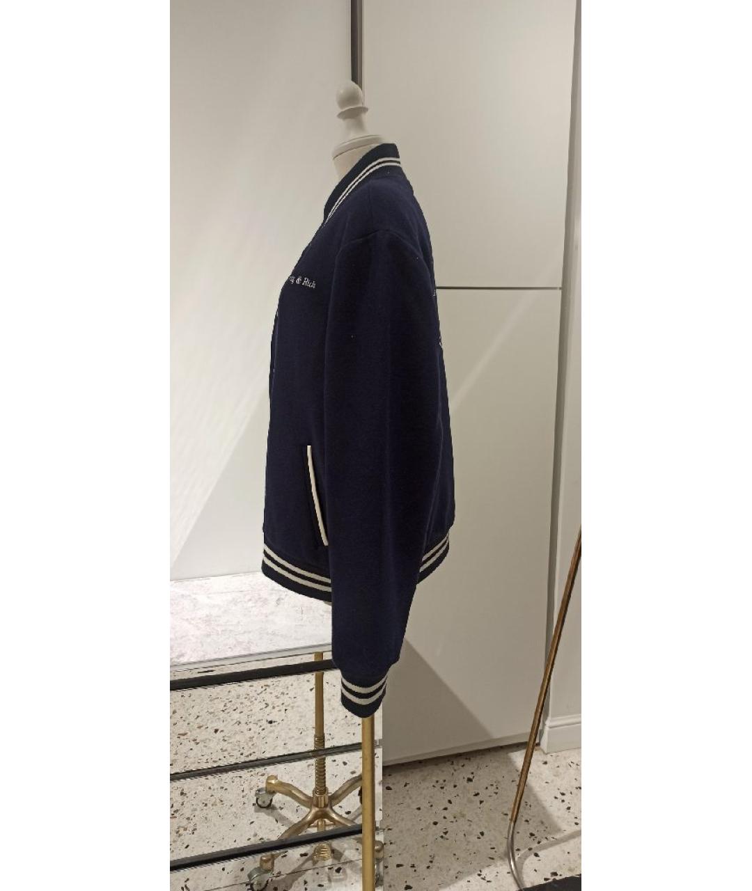 SPORTY AND RICH Темно-синяя шерстяная куртка, фото 3