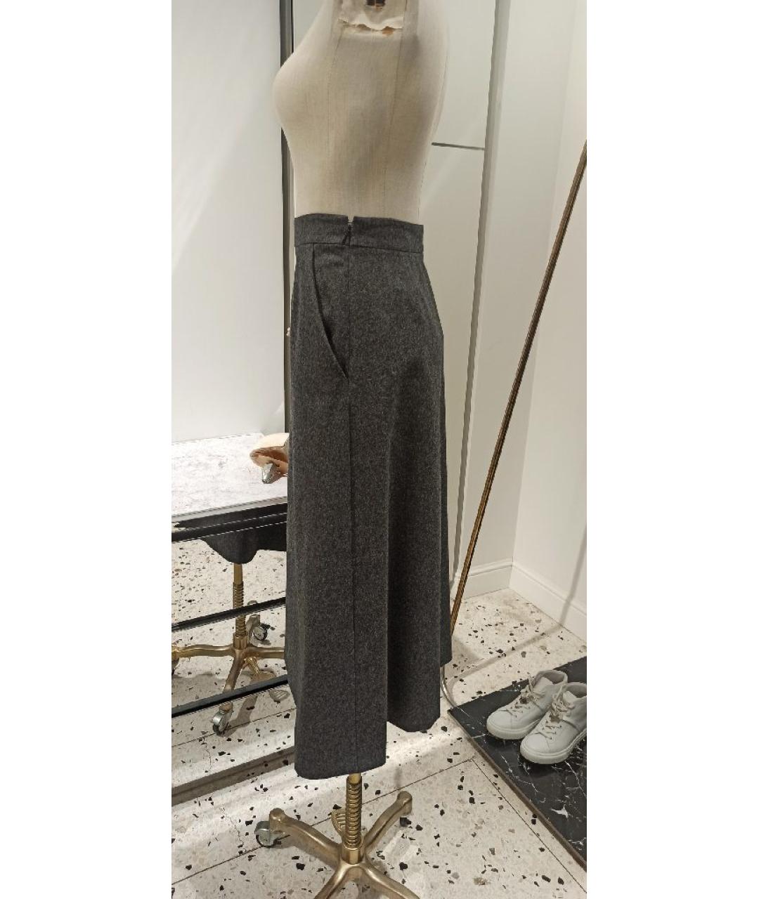 SAINT LAURENT Серая шерстяная юбка миди, фото 3