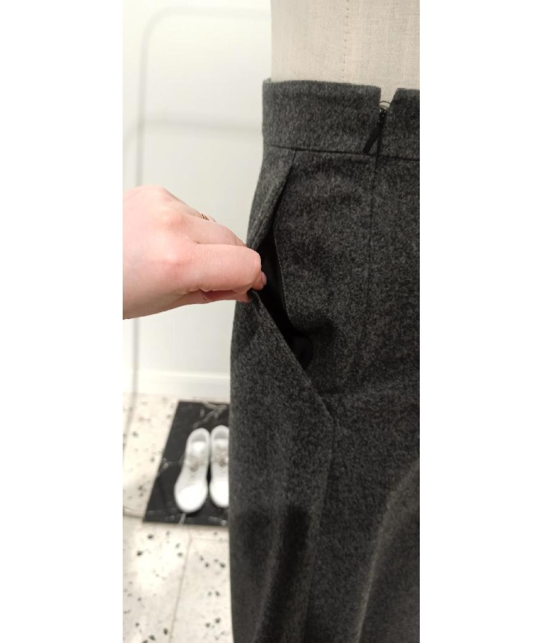 SAINT LAURENT Серая шерстяная юбка миди, фото 6