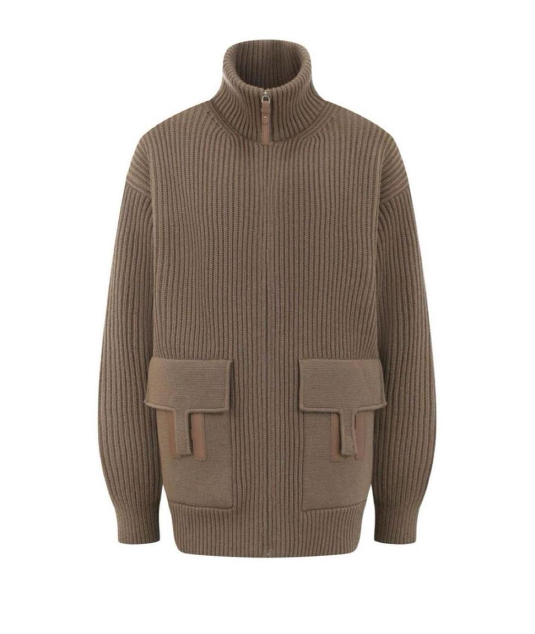 HERMES Хаки кардиган, фото 1