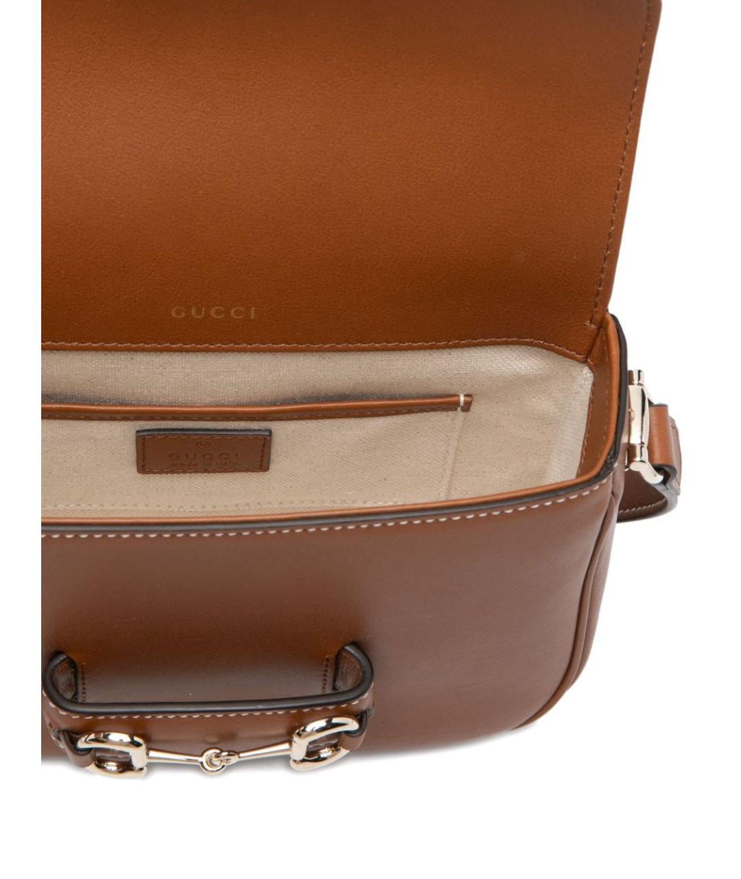 GUCCI Коричневая кожаная сумка через плечо, фото 4