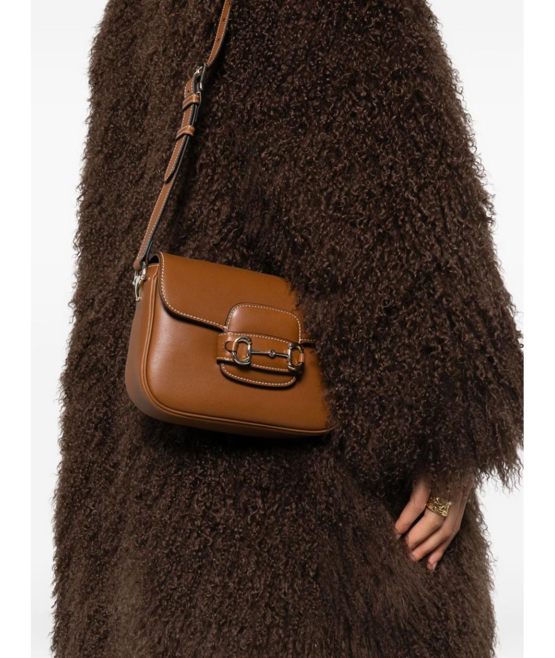 GUCCI Коричневая кожаная сумка через плечо, фото 3