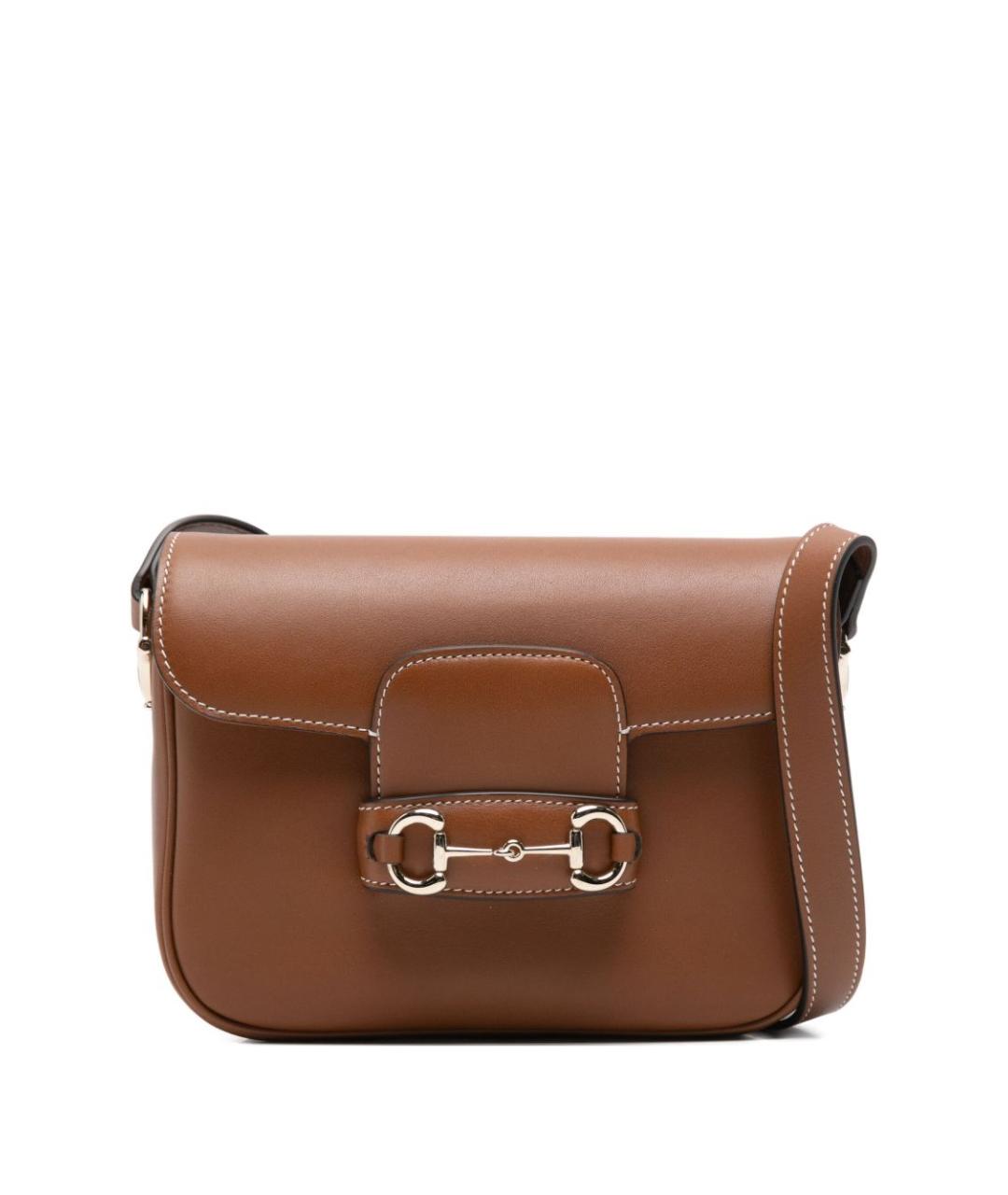 GUCCI Коричневая кожаная сумка через плечо, фото 1