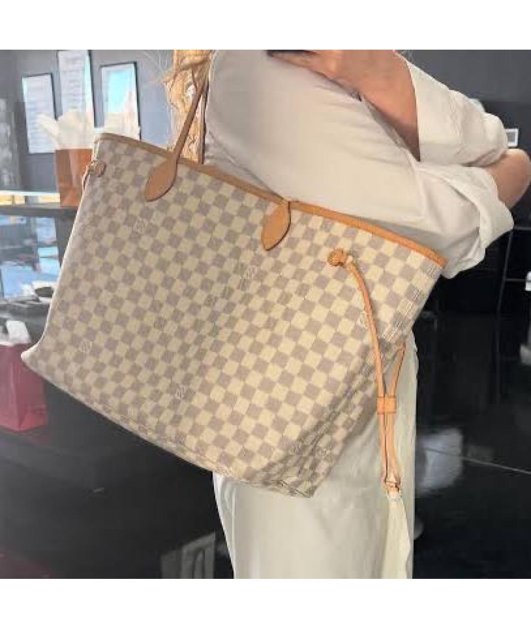 LOUIS VUITTON Белая кожаная сумка тоут, фото 4