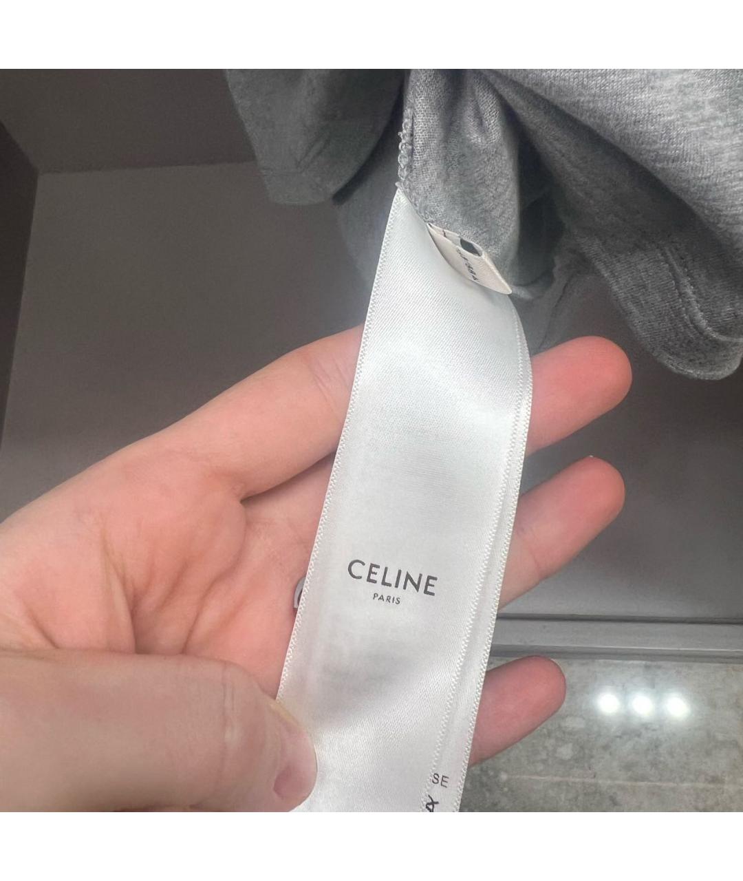 CELINE Серая хлопковая футболка, фото 5