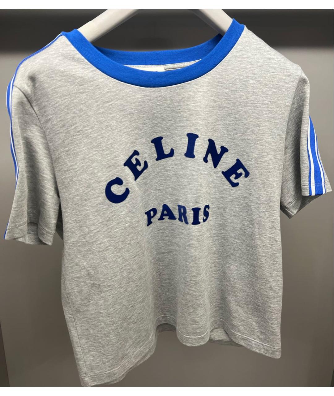 CELINE Серая хлопковая футболка, фото 7