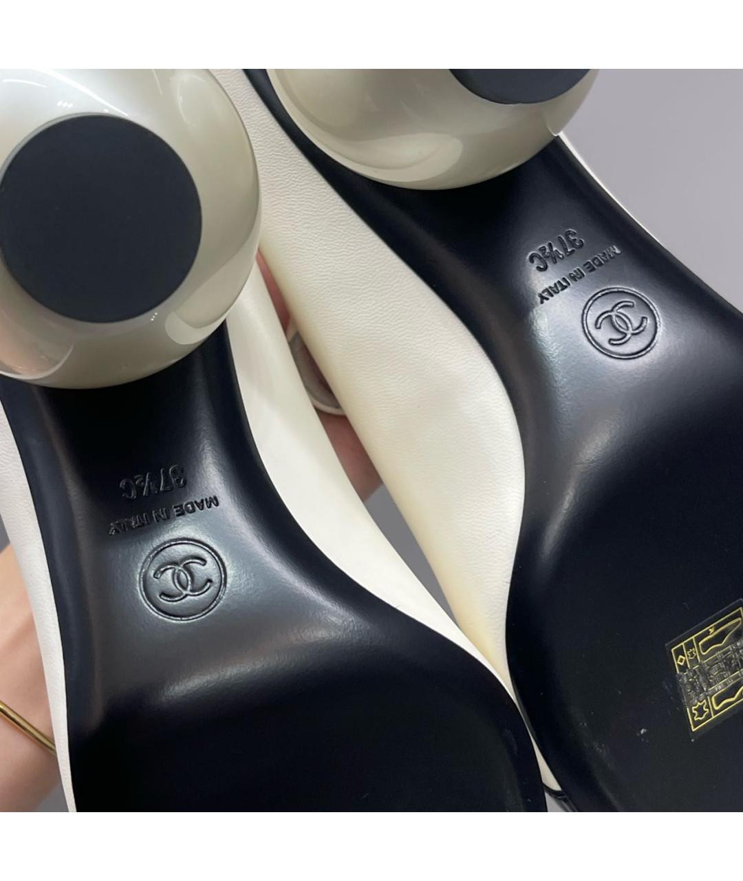 CHANEL Белые кожаные туфли, фото 5