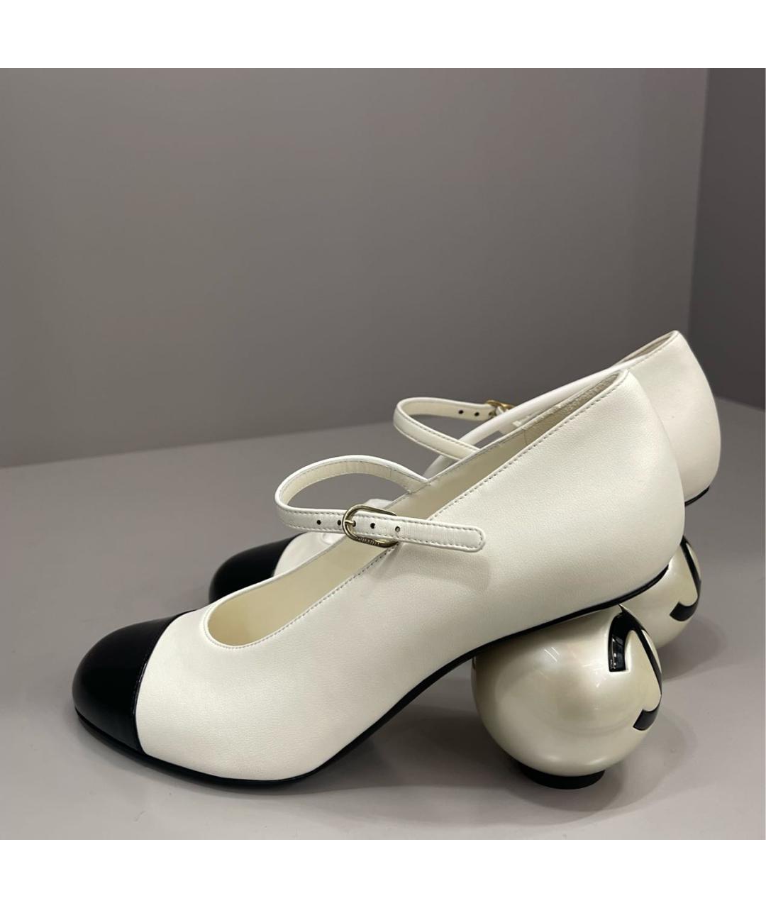 CHANEL Белые кожаные туфли, фото 6