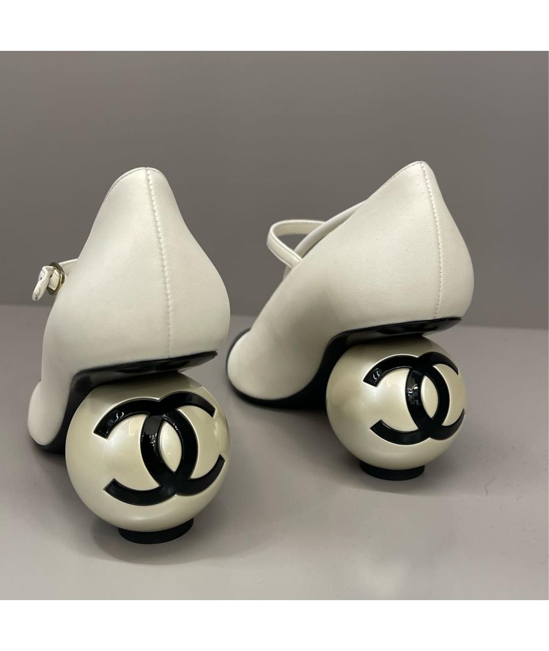 CHANEL Белые кожаные туфли, фото 3