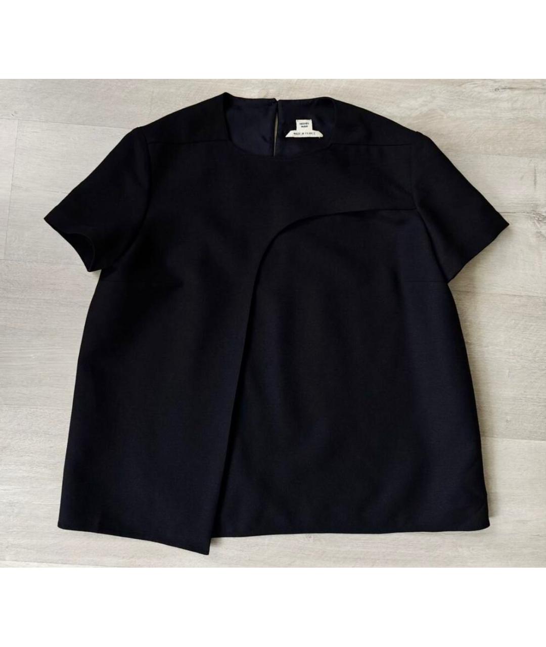 HERMES Черная шерстяная блузы, фото 8