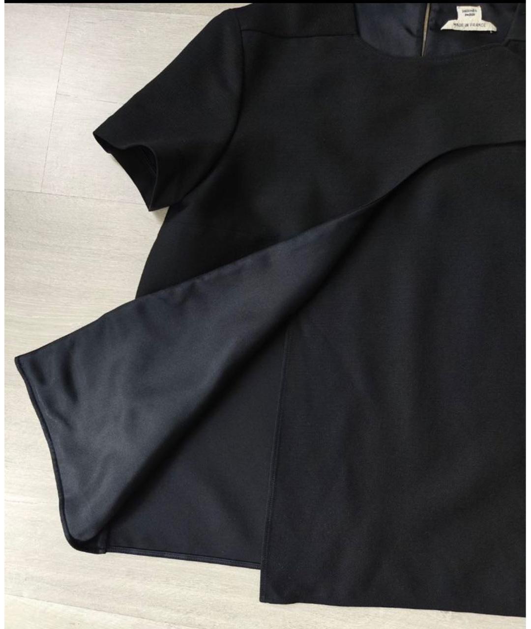 HERMES Черная шерстяная блузы, фото 5