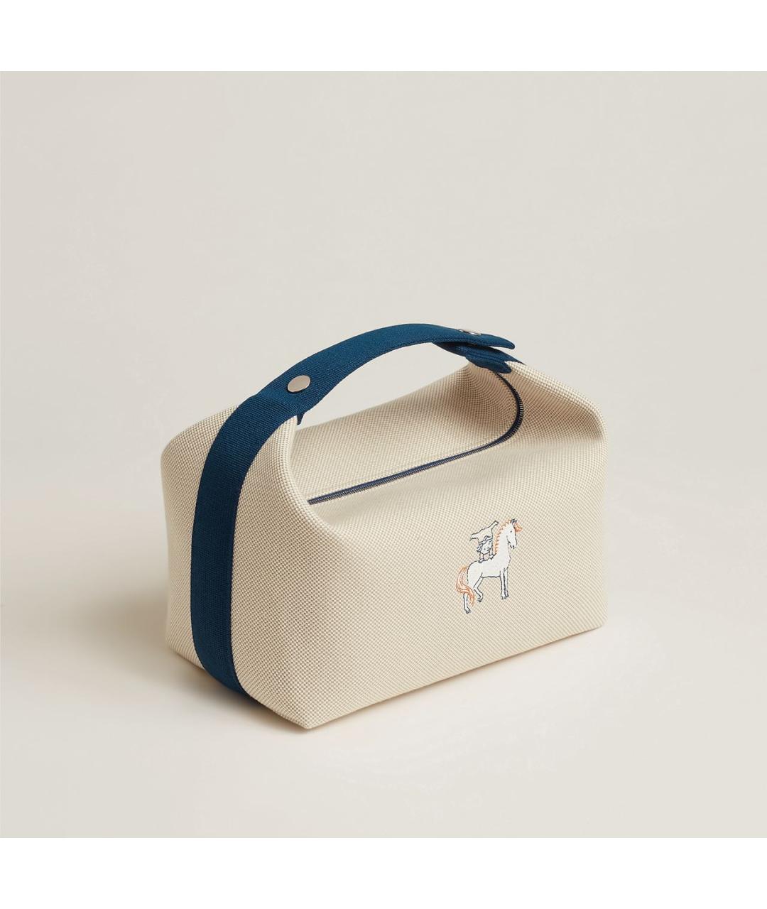 HERMES Бежевая хлопковая косметичка, фото 6