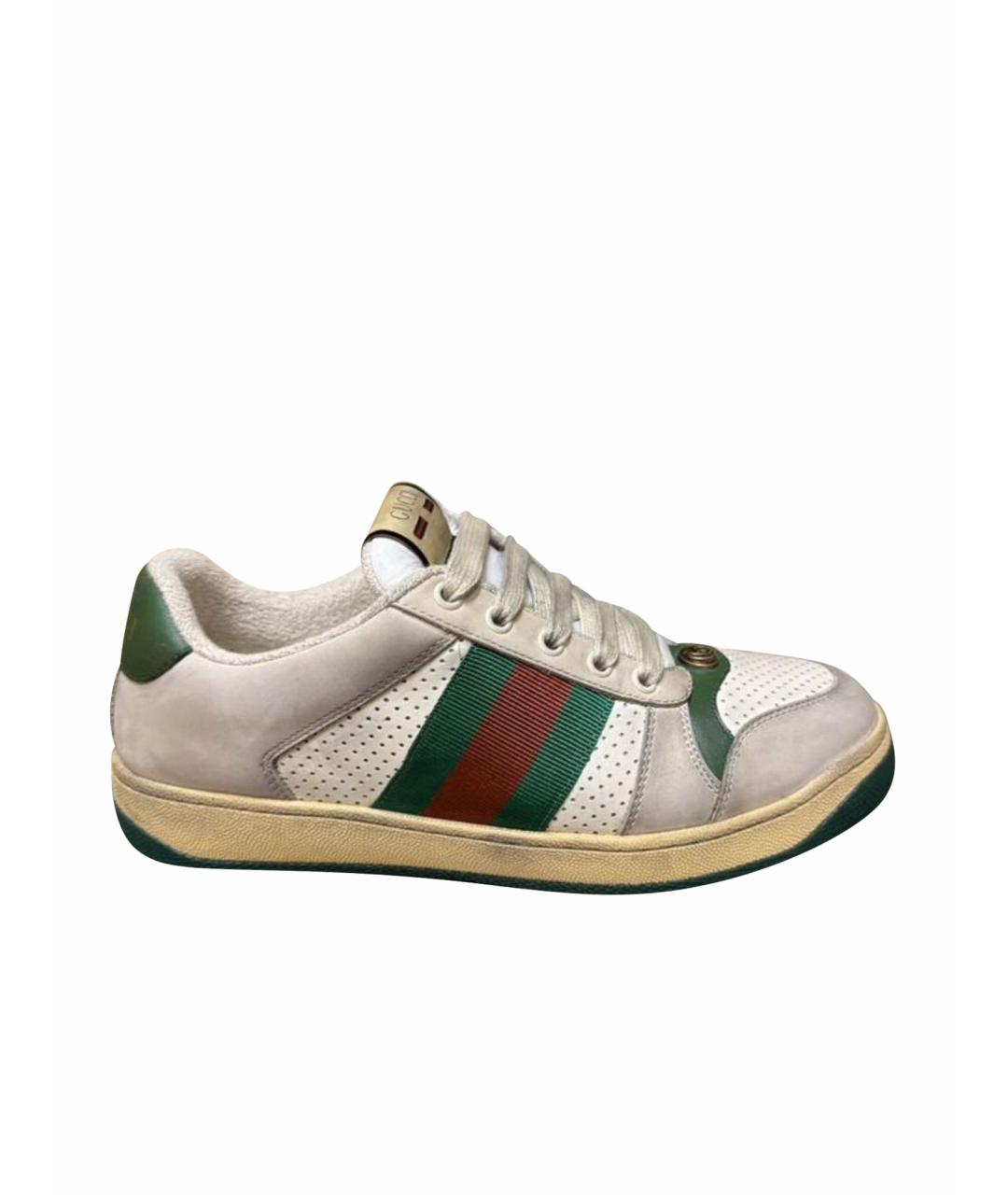 GUCCI Бежевые кожаные низкие кроссовки / кеды, фото 1