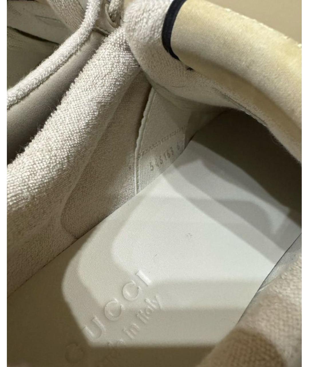 GUCCI Бежевые кожаные низкие кроссовки / кеды, фото 5