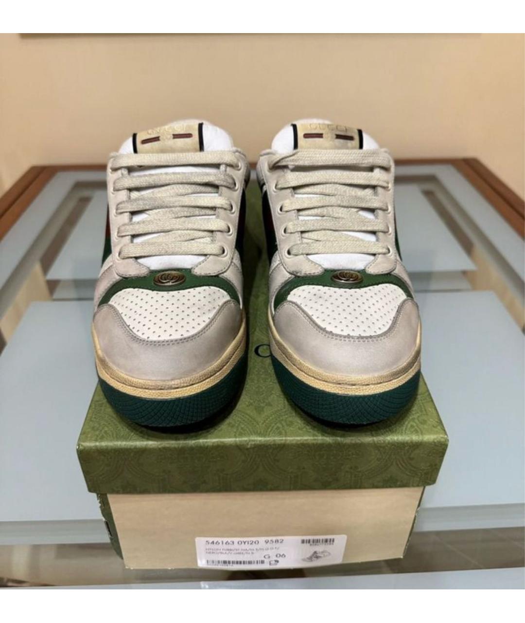 GUCCI Бежевые кожаные низкие кроссовки / кеды, фото 2