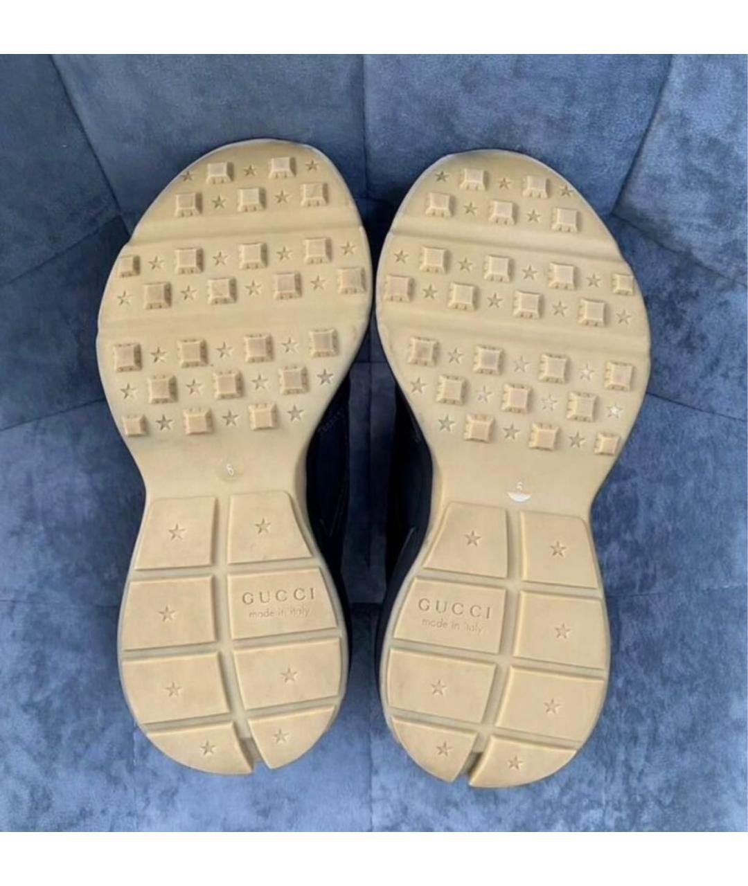 GUCCI Черные кожаные низкие кроссовки / кеды, фото 5