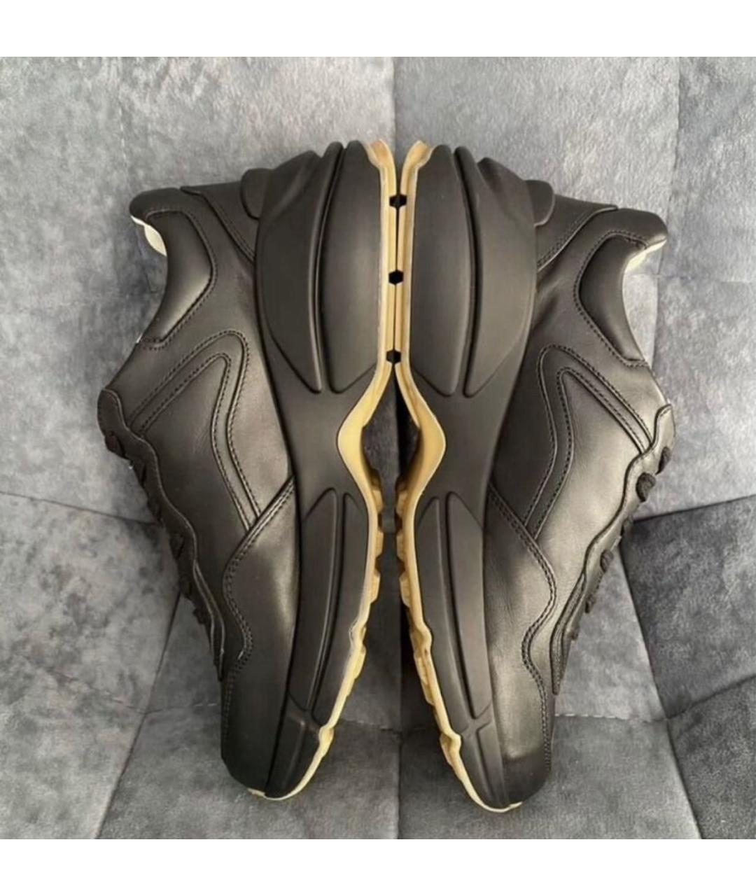 GUCCI Черные кожаные низкие кроссовки / кеды, фото 4