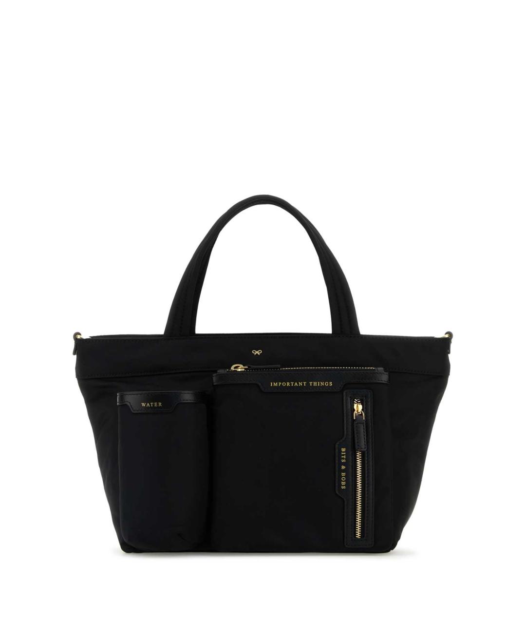 ANYA HINDMARCH Черная тканевая сумка тоут, фото 1