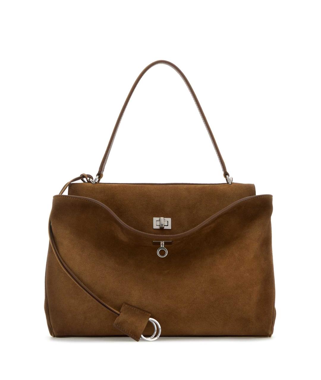 BALENCIAGA Коричневая замшевая сумка тоут, фото 1