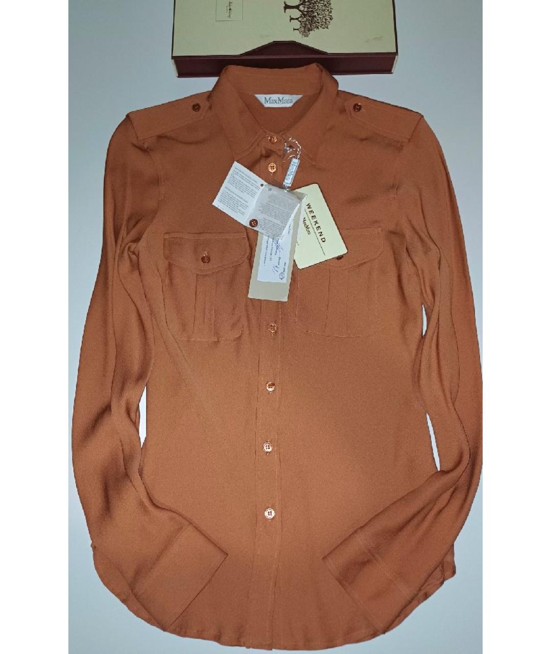 WEEKEND MAX MARA Оранжевая шелковая рубашка, фото 6