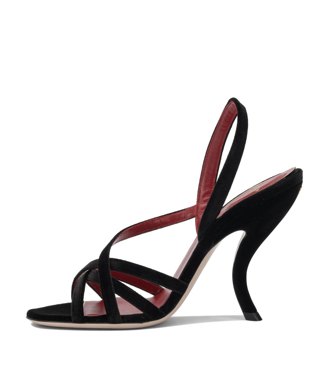 VALENTINO Черные бархатные босоножки, фото 3