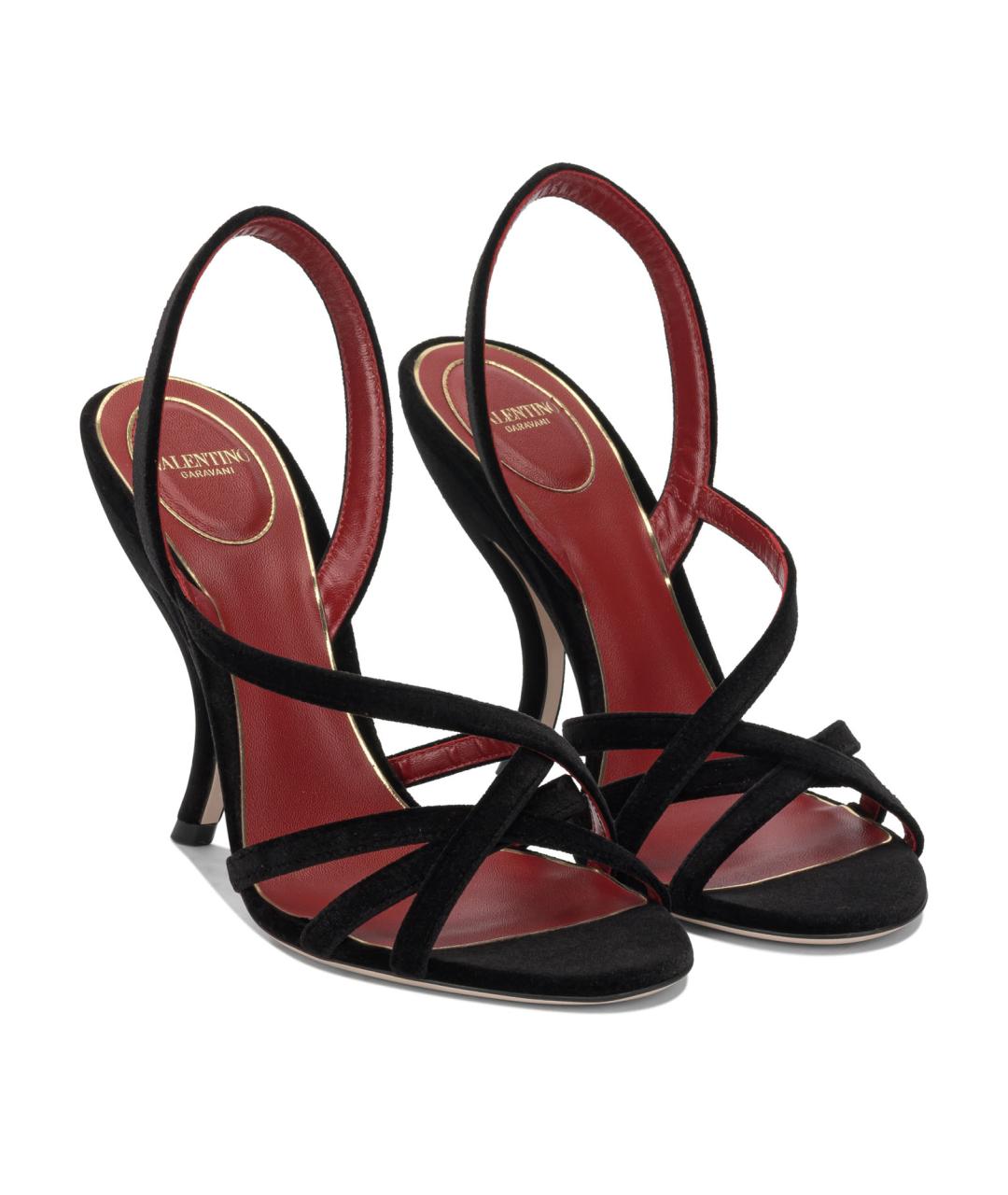 VALENTINO Черные бархатные босоножки, фото 2