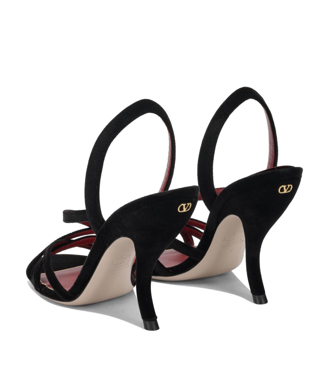 VALENTINO Черные бархатные босоножки, фото 4