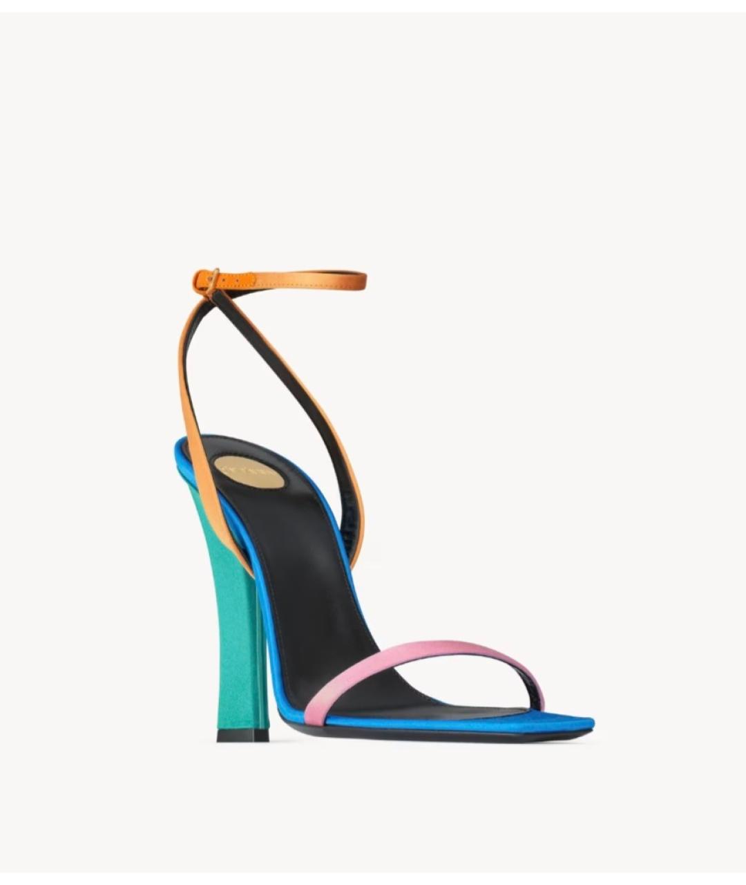 SAINT LAURENT Бирюзовые текстильные босоножки, фото 2