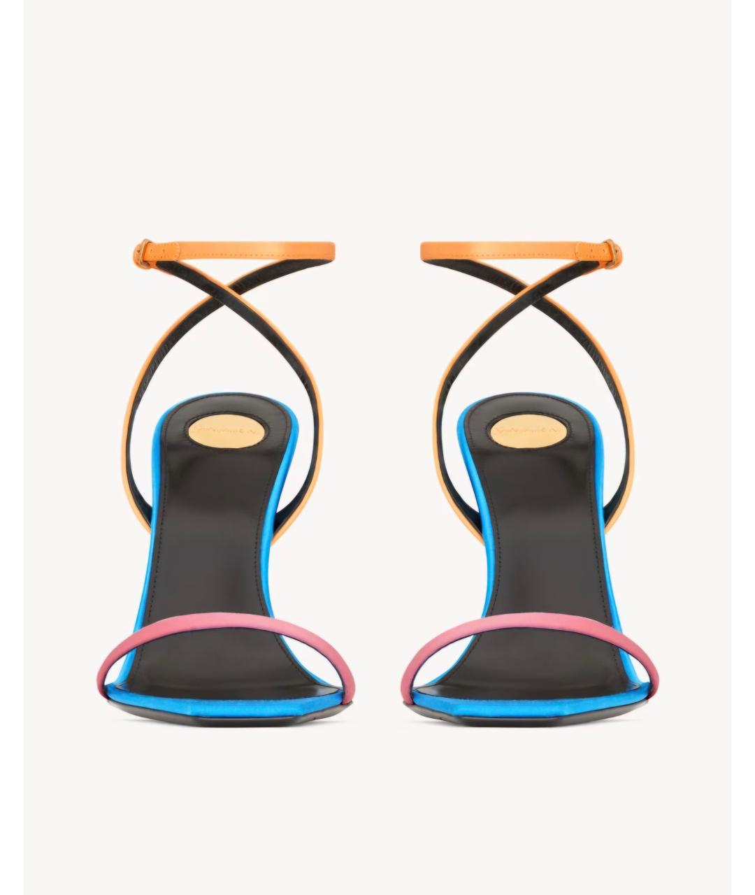 SAINT LAURENT Бирюзовые текстильные босоножки, фото 3