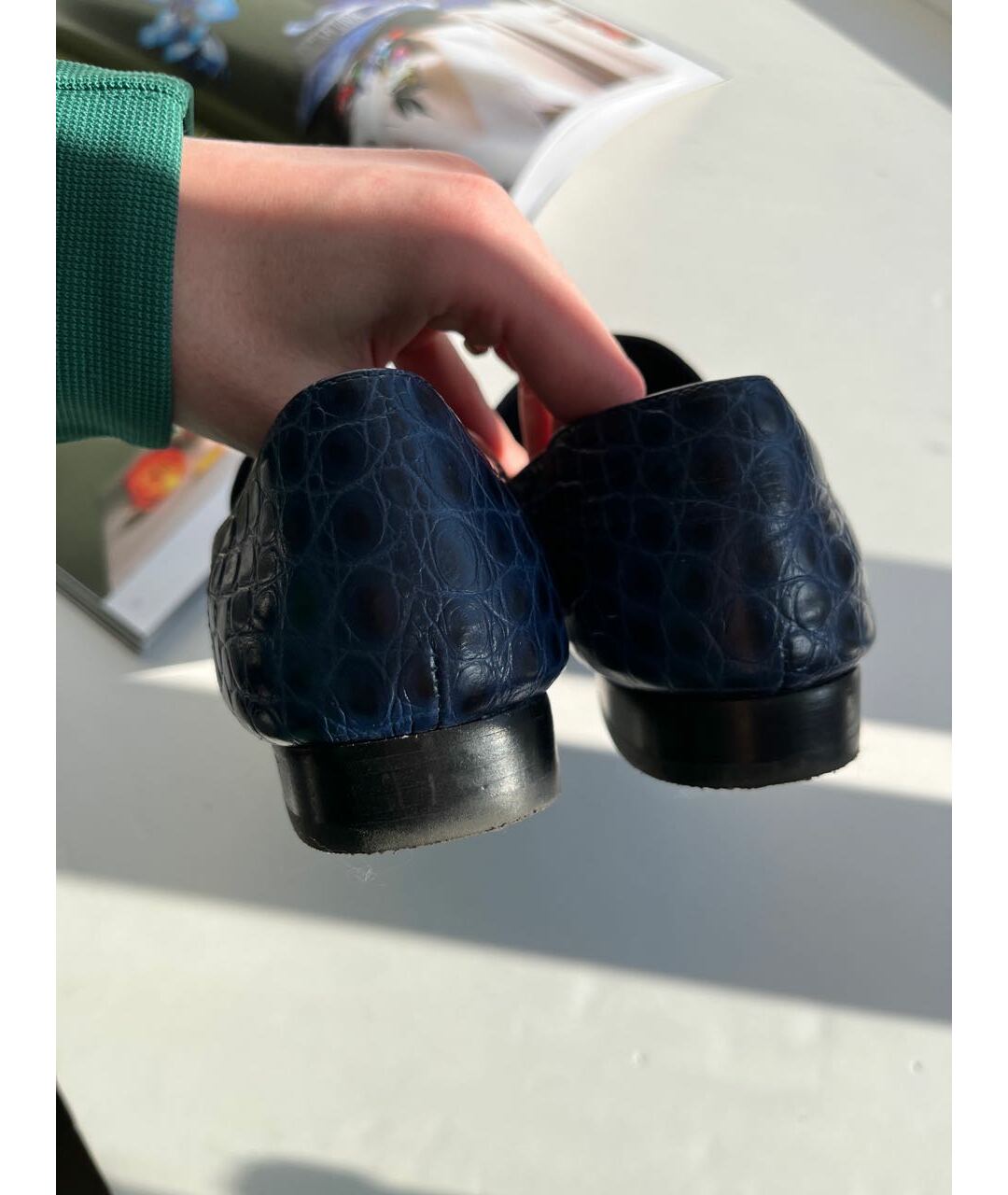 TORY BURCH Синие кожаные лоферы, фото 7