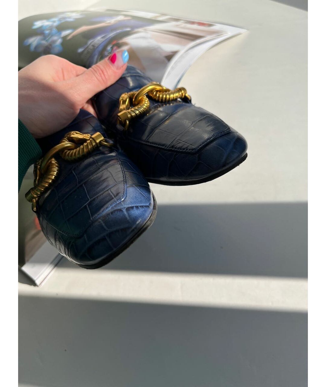 TORY BURCH Синие кожаные лоферы, фото 8