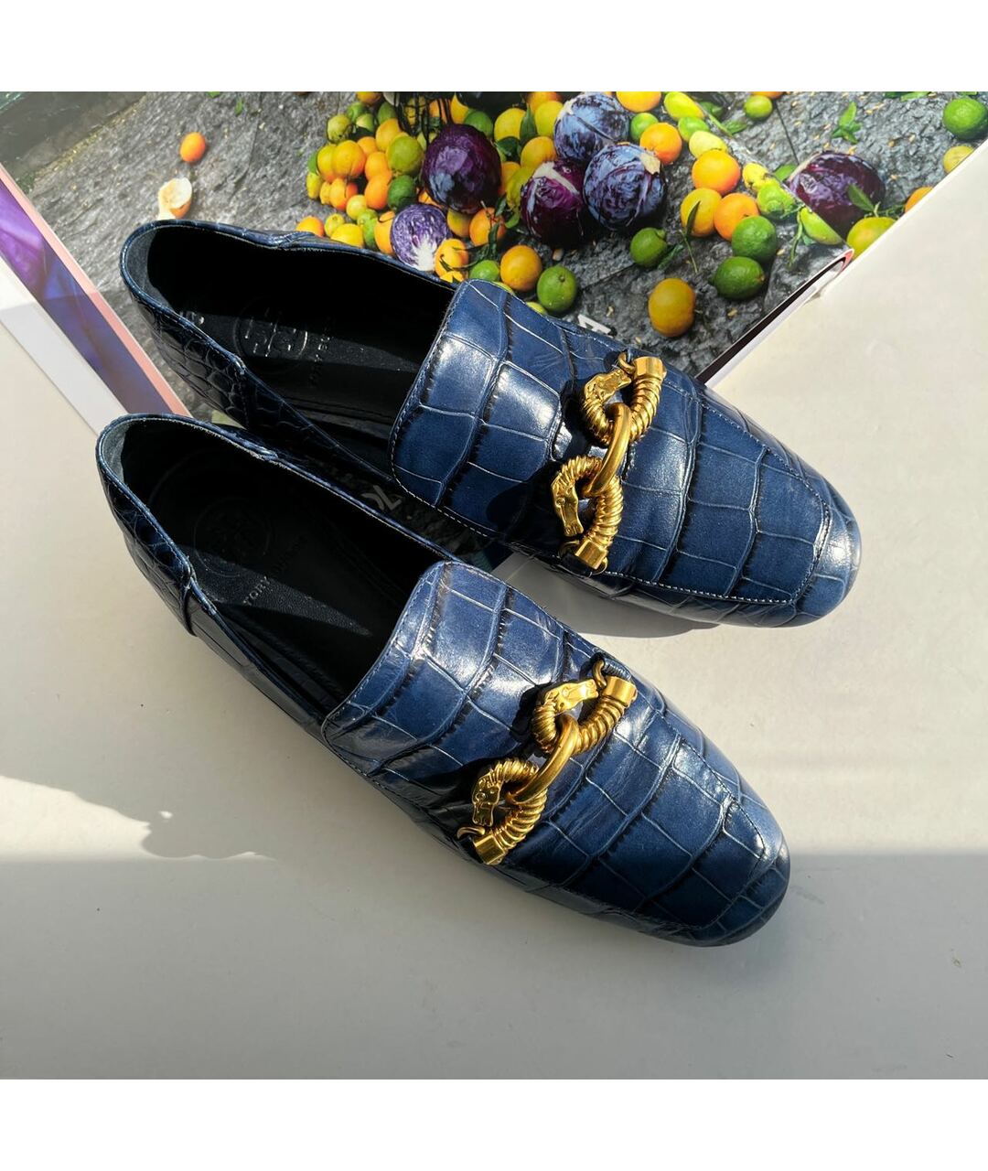 TORY BURCH Синие кожаные лоферы, фото 3