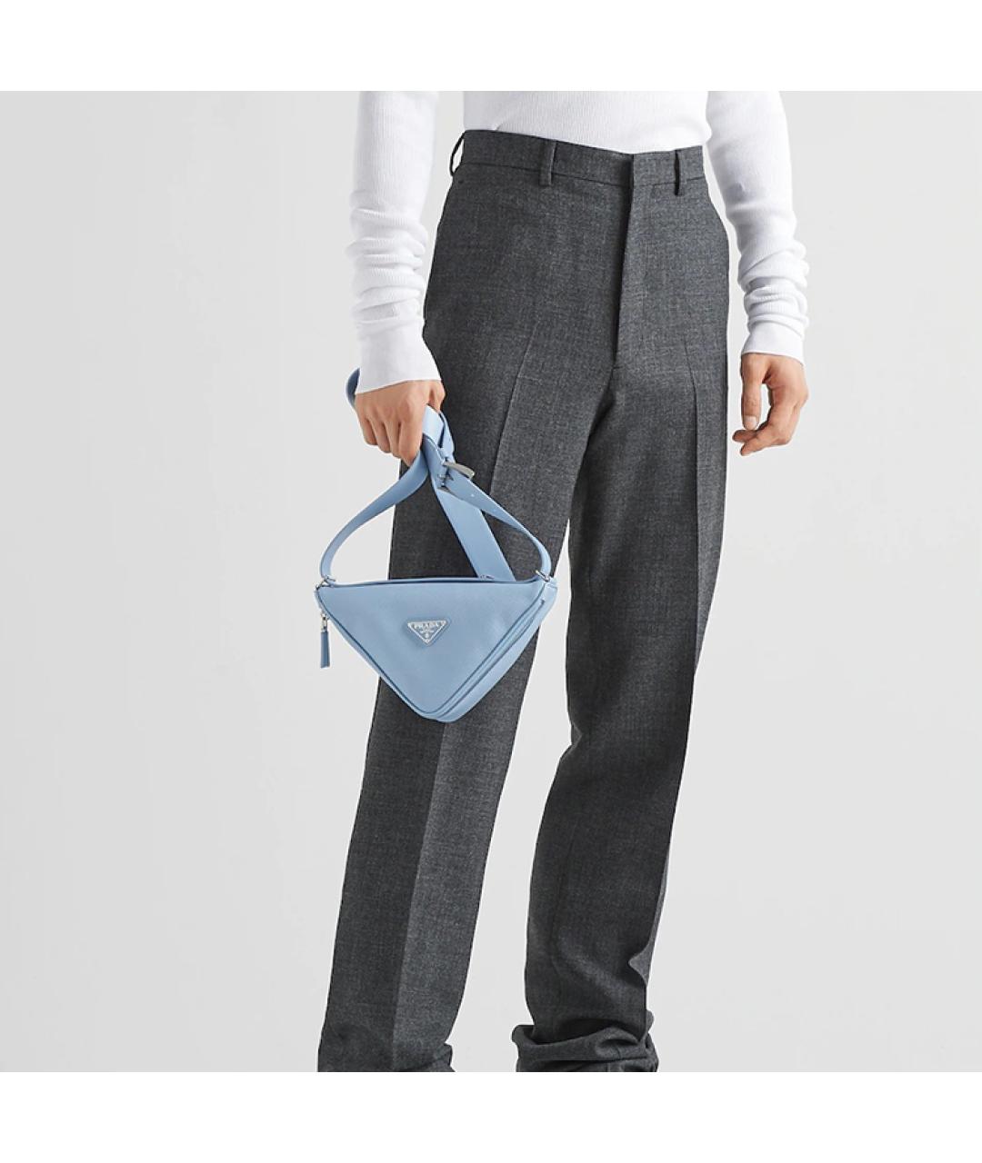 PRADA Голубая кожаная поясная сумка, фото 5