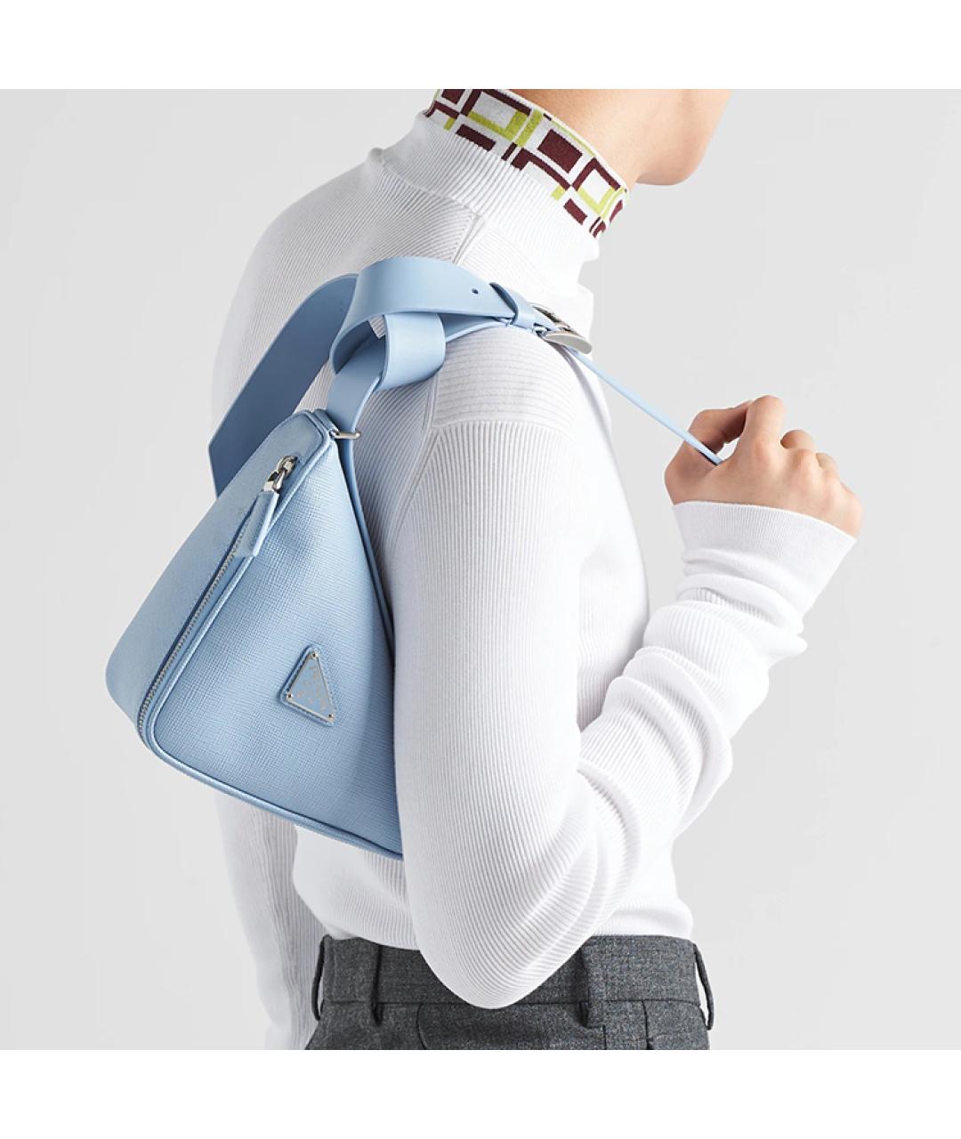 PRADA Голубая кожаная поясная сумка, фото 6