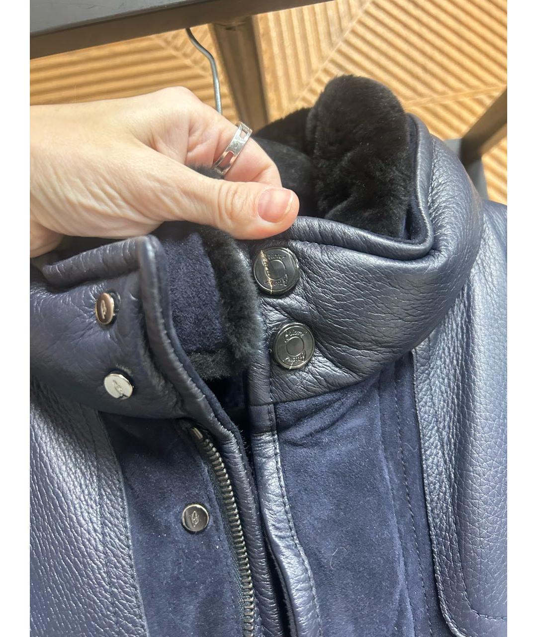 BRIONI Темно-синяя кожаная куртка, фото 4