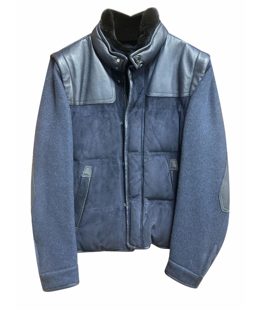 BRIONI Темно-синяя кожаная куртка, фото 1