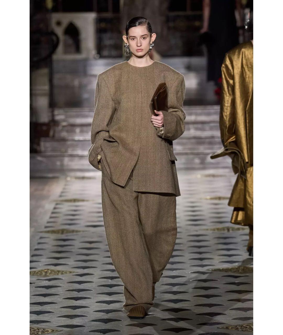 UMA WANG Бежевые шерстяные брюки широкие, фото 6