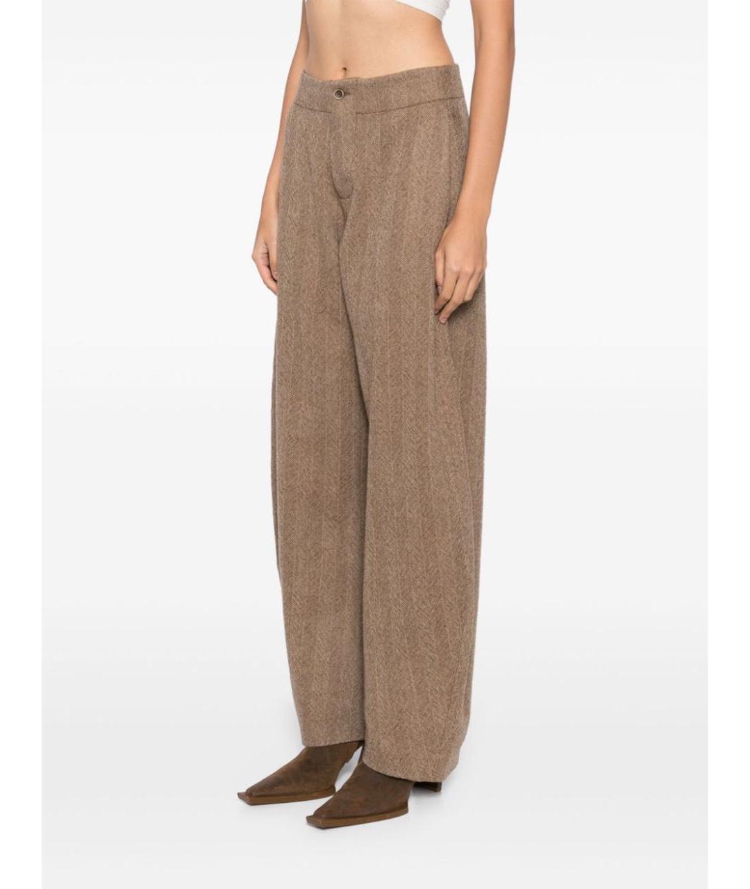 UMA WANG Бежевые шерстяные брюки широкие, фото 3