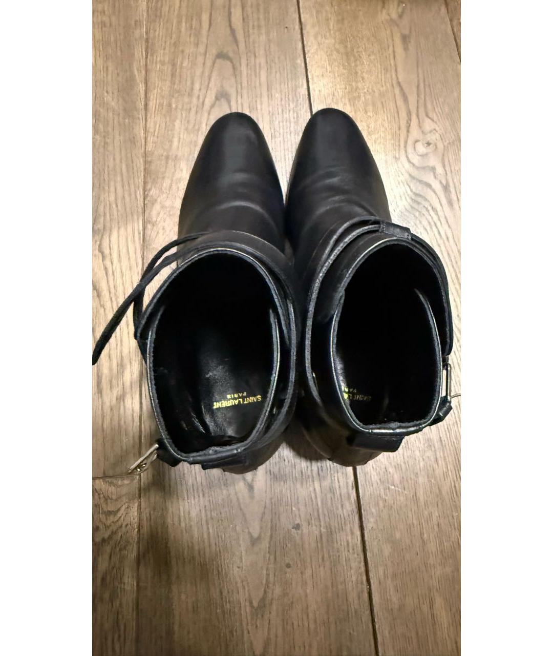 SAINT LAURENT Черные кожаные ботильоны, фото 3