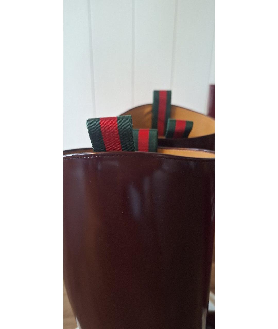 GUCCI Бордовые сапоги из лакированной кожи, фото 7