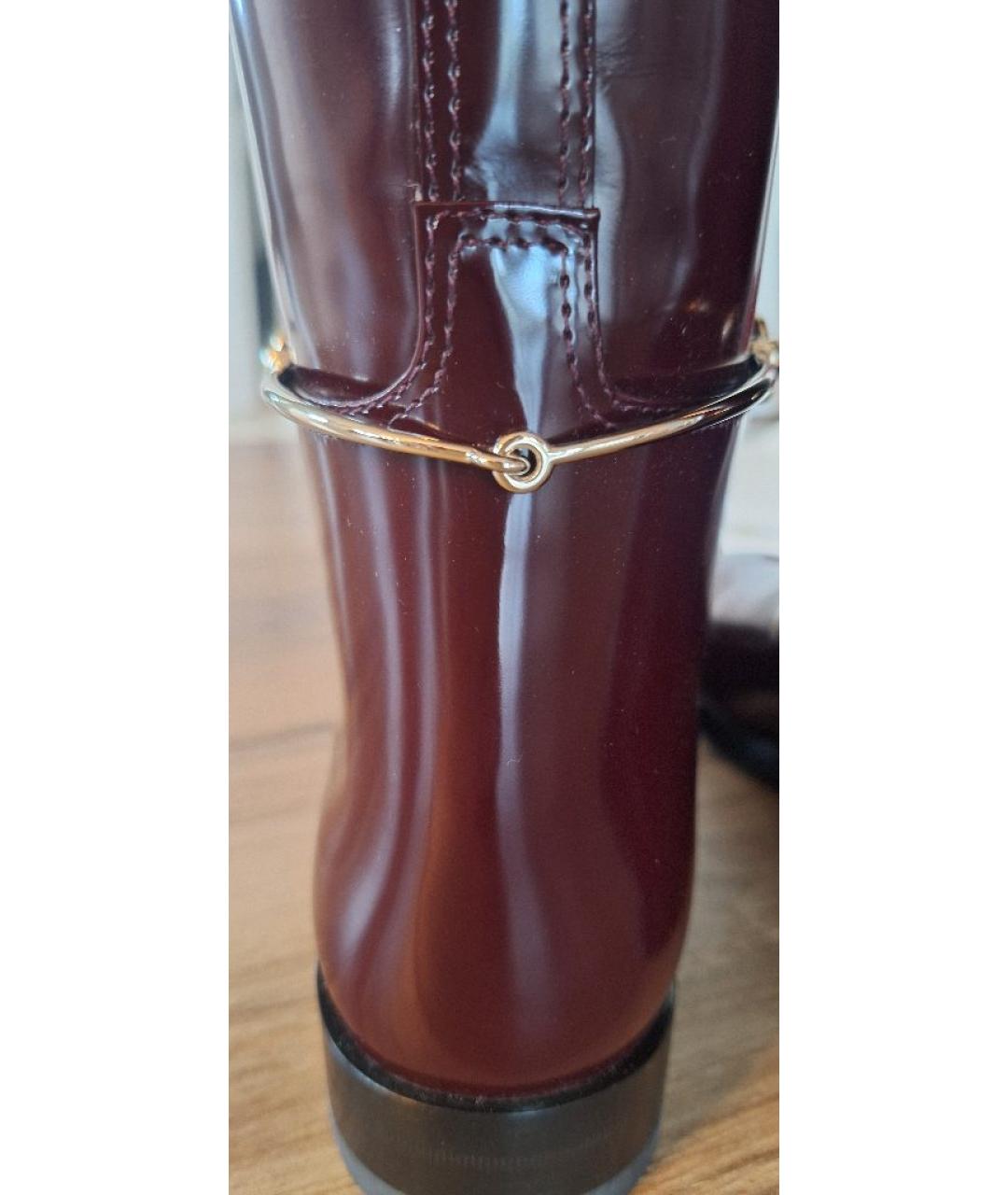 GUCCI Бордовые сапоги из лакированной кожи, фото 9