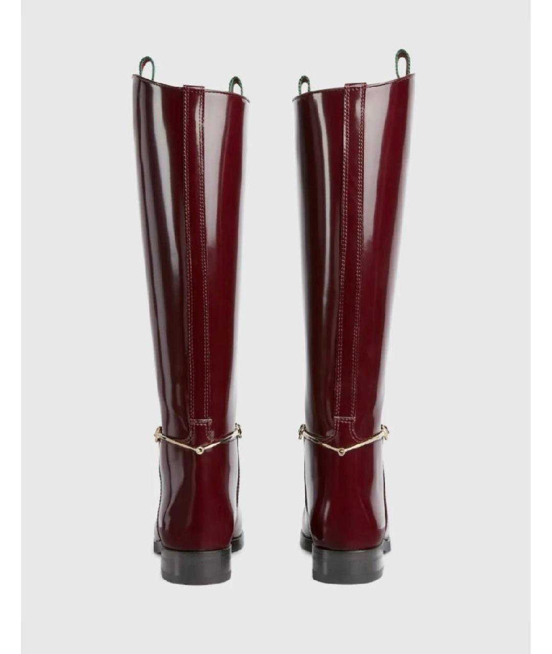 GUCCI Бордовые сапоги из лакированной кожи, фото 4