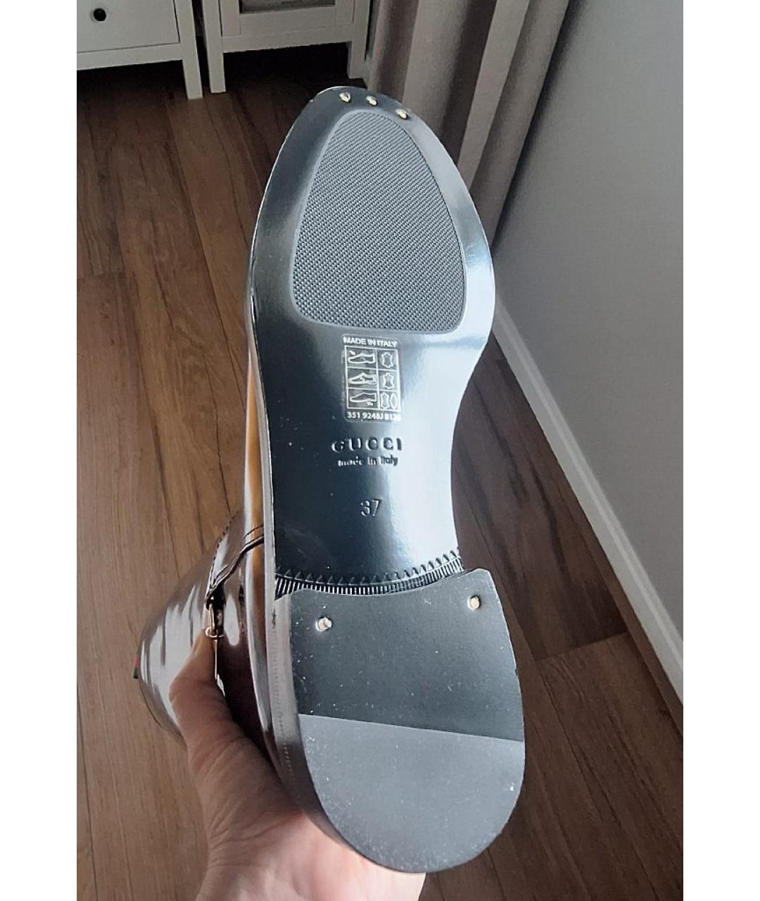 GUCCI Бордовые сапоги из лакированной кожи, фото 8