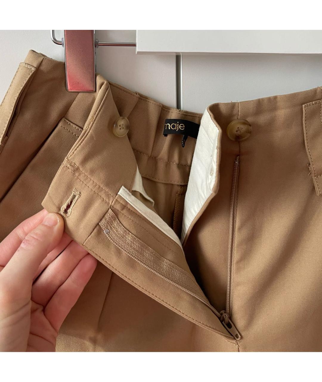 MAJE Бежевые хлопко-эластановые шорты, фото 5