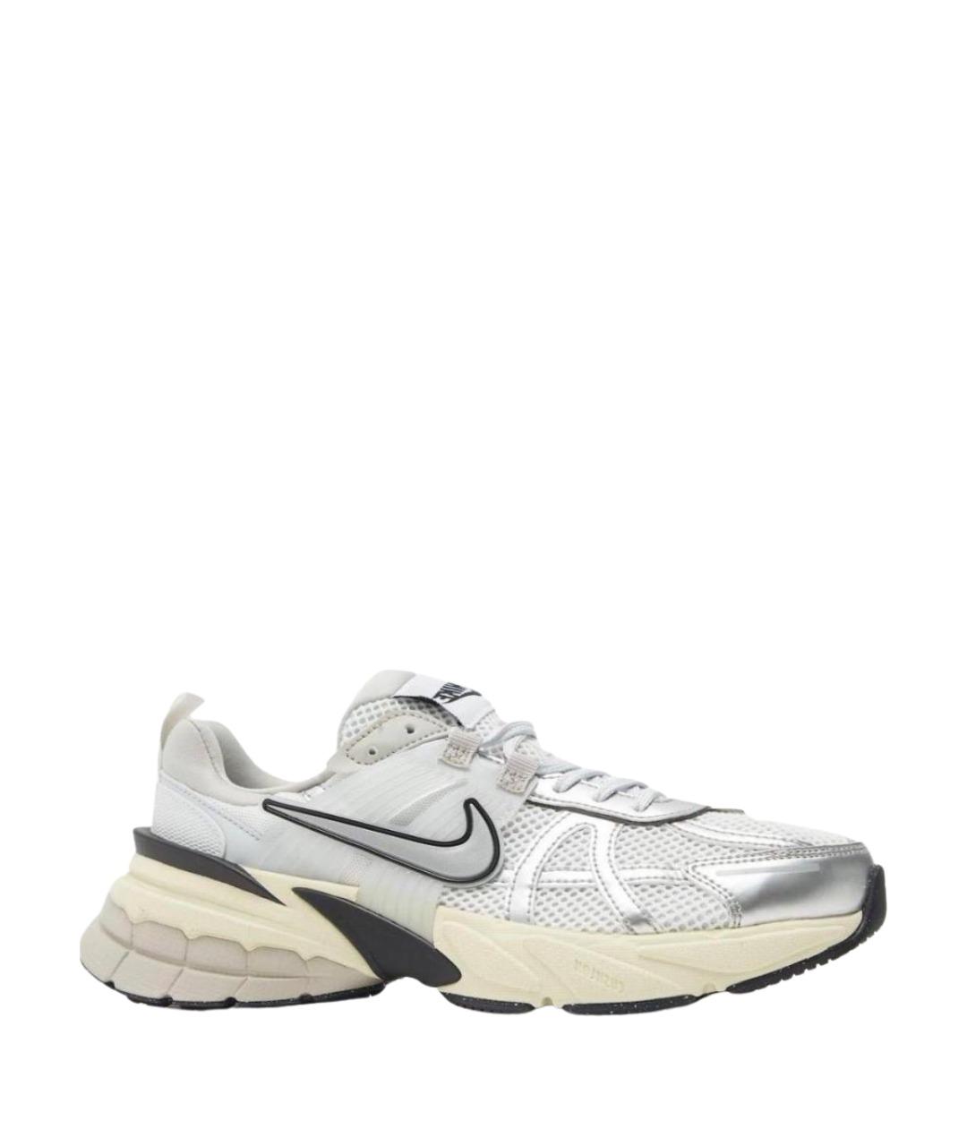 NIKE Серебряные кожаные низкие кроссовки / кеды, фото 1