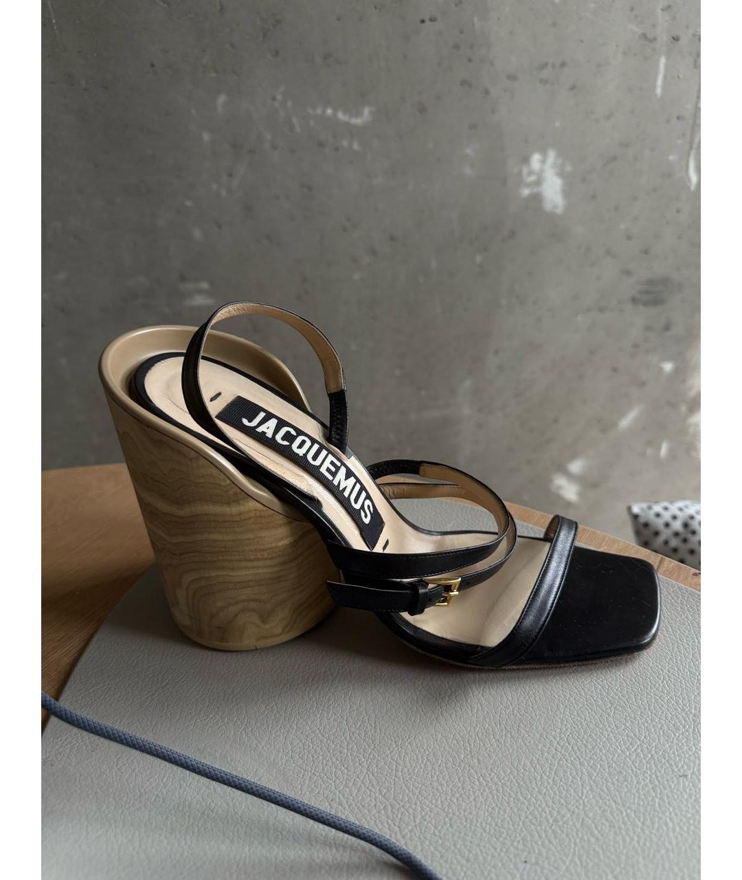 JACQUEMUS Черные кожаные босоножки, фото 8