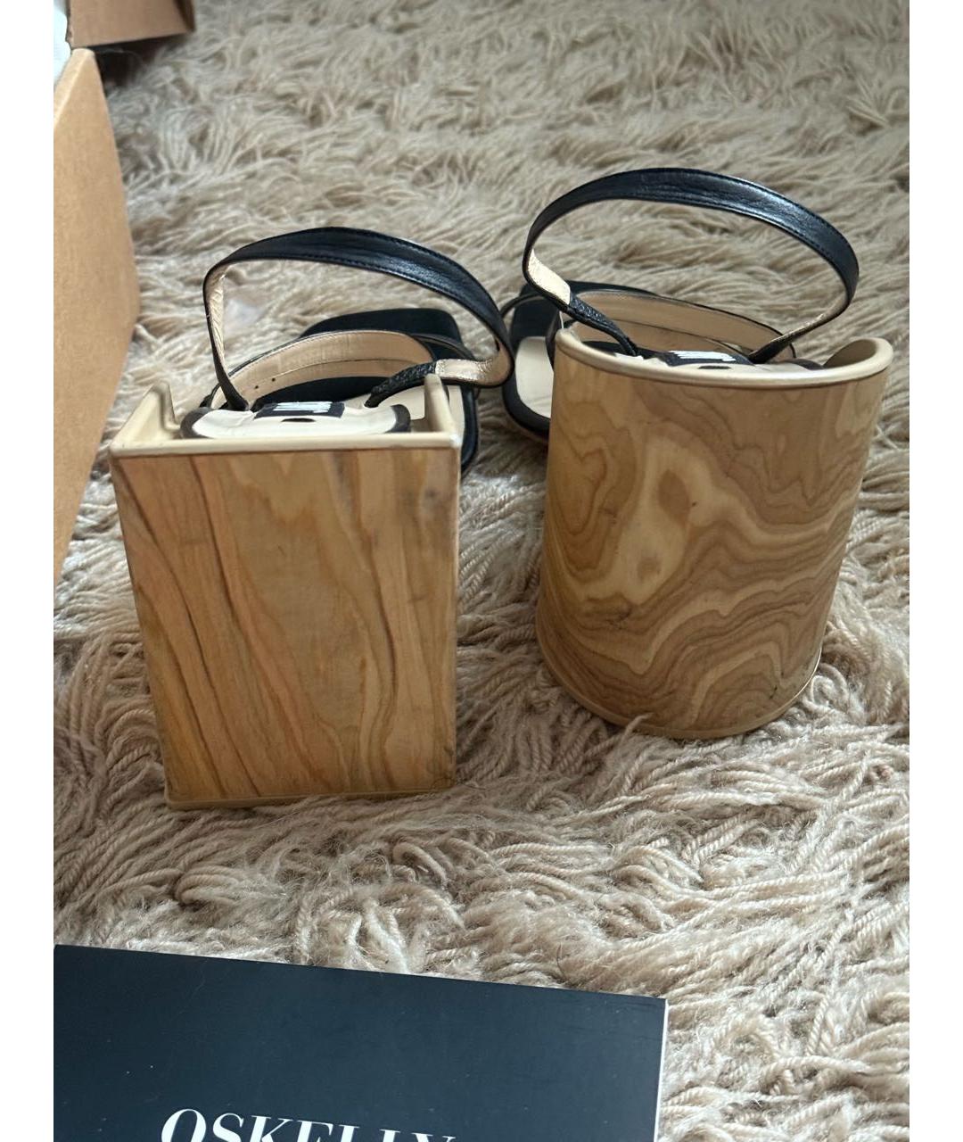 JACQUEMUS Черные кожаные босоножки, фото 4